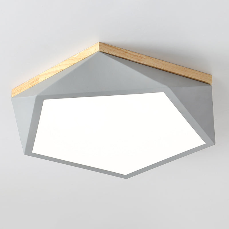 Plafonnier LED Macaron nordique moderne en fer forgé encastré géométrique avec abat-jour en acrylique