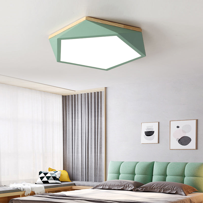 Plafonnier LED Macaron nordique moderne en fer forgé encastré géométrique avec abat-jour en acrylique