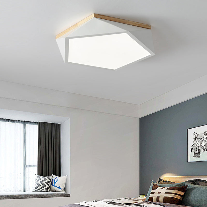 Plafonnier LED Macaron nordique moderne en fer forgé encastré géométrique avec abat-jour en acrylique