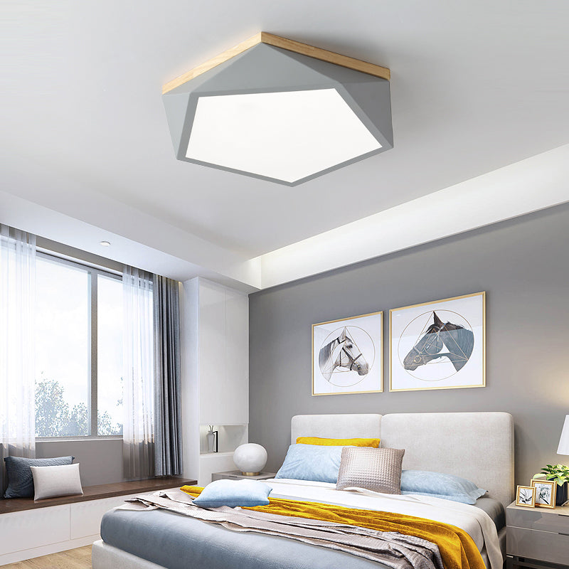 Plafonnier LED Macaron nordique moderne en fer forgé encastré géométrique avec abat-jour en acrylique