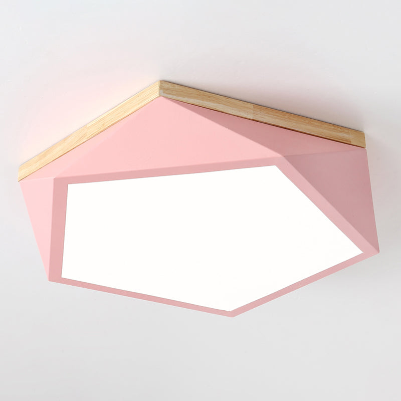 Plafonnier LED Macaron nordique moderne en fer forgé encastré géométrique avec abat-jour en acrylique