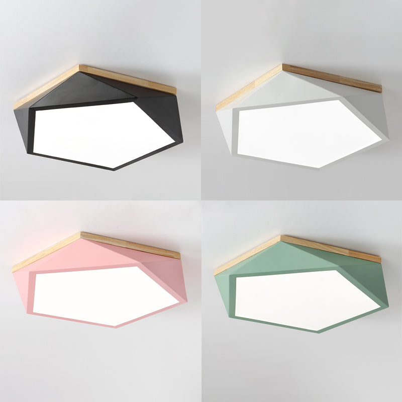 Plafonnier LED Macaron nordique moderne en fer forgé encastré géométrique avec abat-jour en acrylique