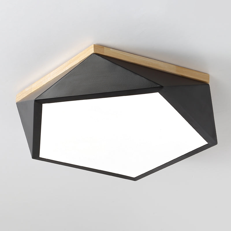 Plafonnier LED Macaron nordique moderne en fer forgé encastré géométrique avec abat-jour en acrylique