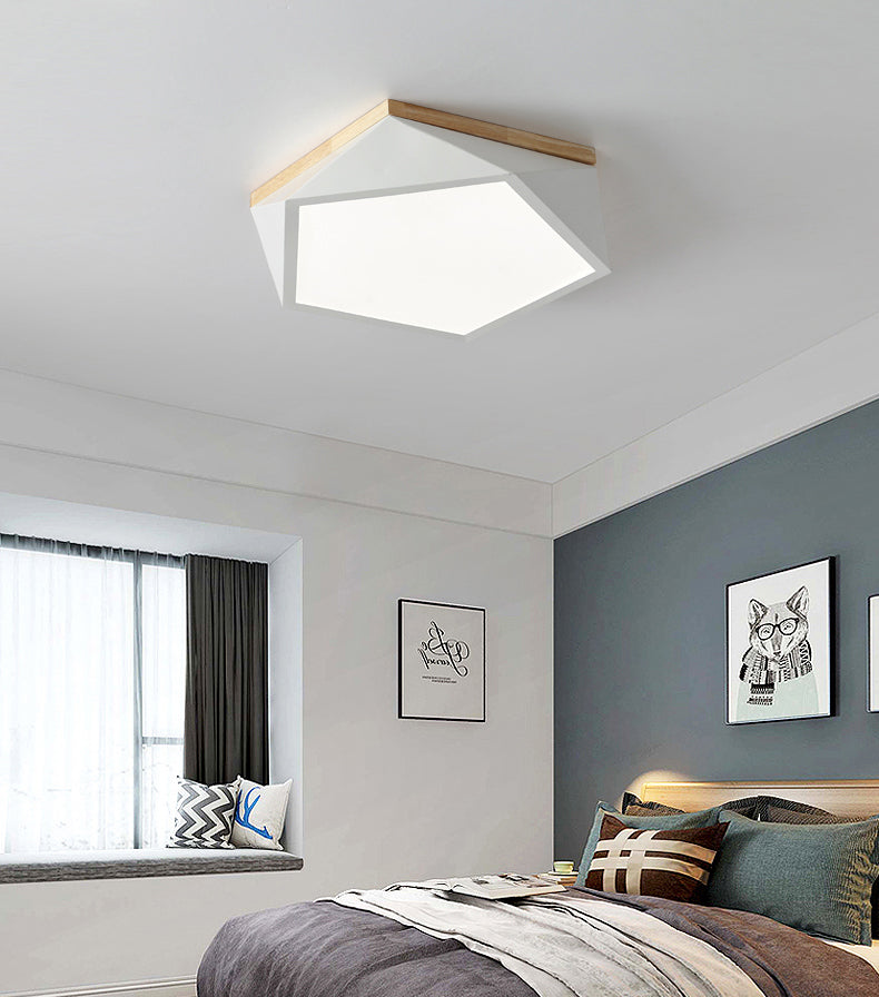 Plafonnier LED Macaron nordique moderne en fer forgé encastré géométrique avec abat-jour en acrylique