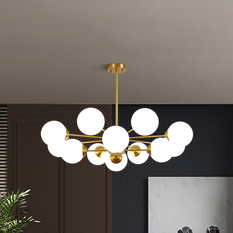 Modern Simplicity Round Ceiling Chandelier Milk Glass Hanging Light for Living Room