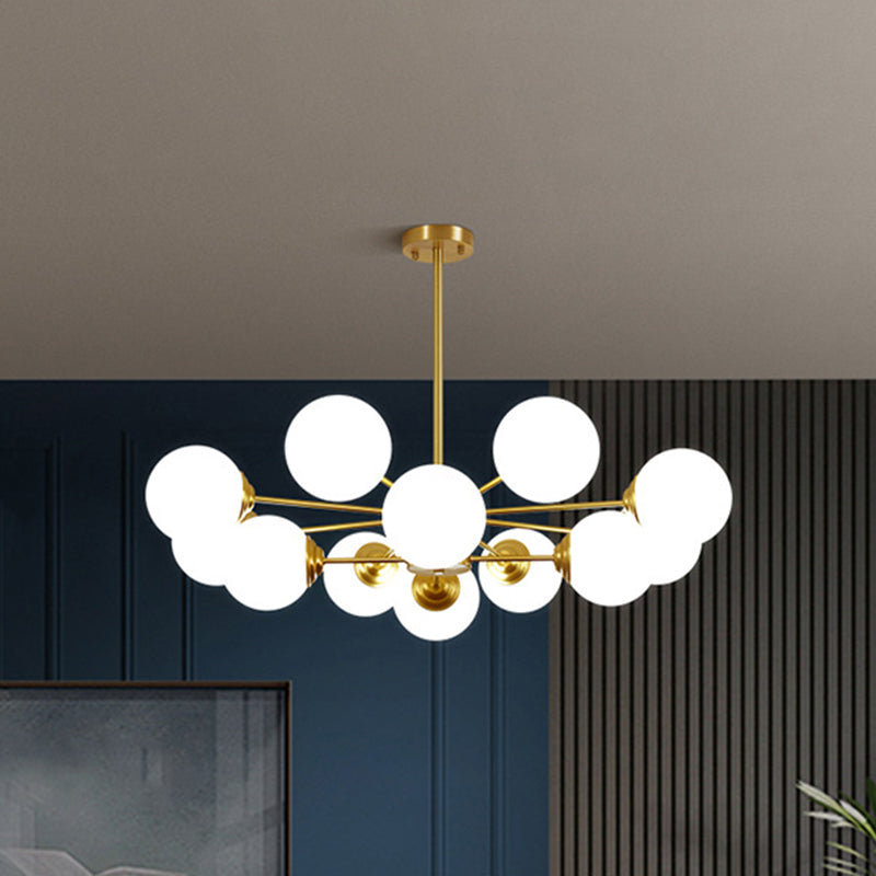 Modern Simplicity Round Ceiling Chandelier Milk Glass Hanging Light for Living Room