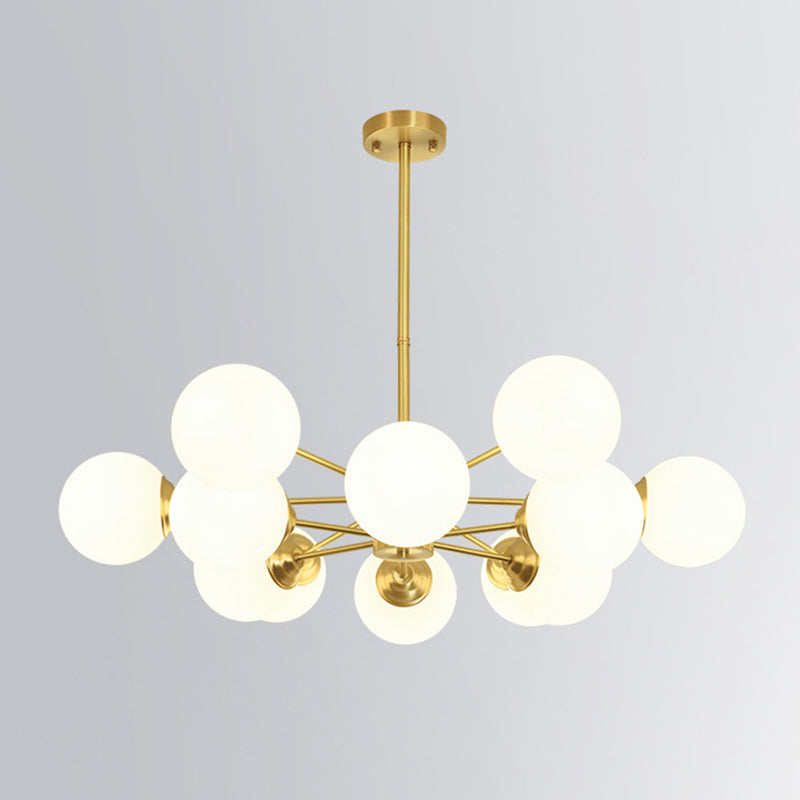 Modern Simplicity Round Ceiling Chandelier Milk Glass Hanging Light for Living Room