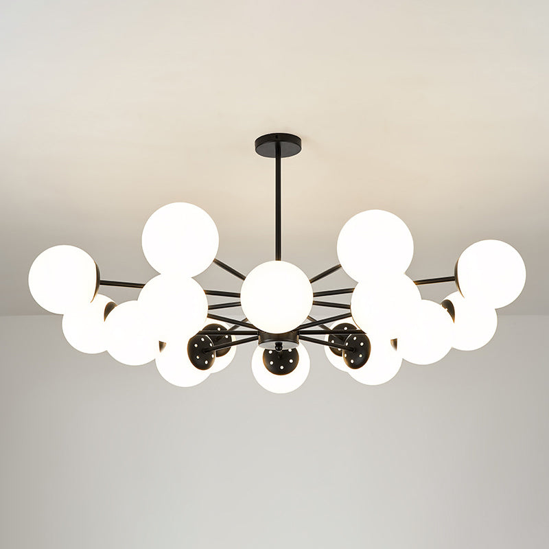 Modern Simplicity Round Ceiling Chandelier Milk Glass Hanging Light for Living Room