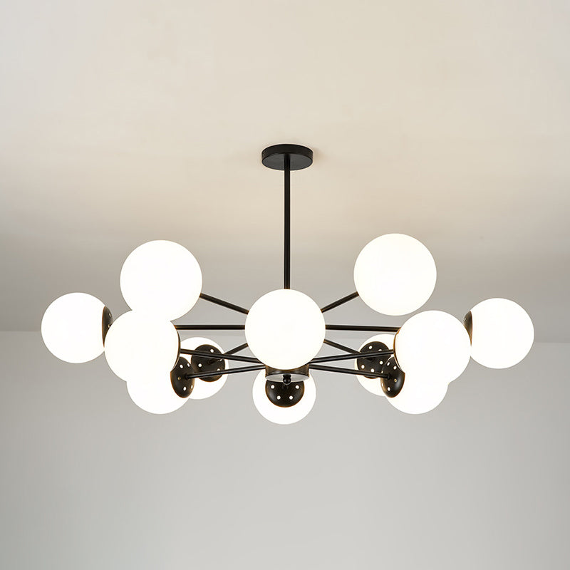 Modern Simplicity Round Ceiling Chandelier Milk Glass Hanging Light for Living Room