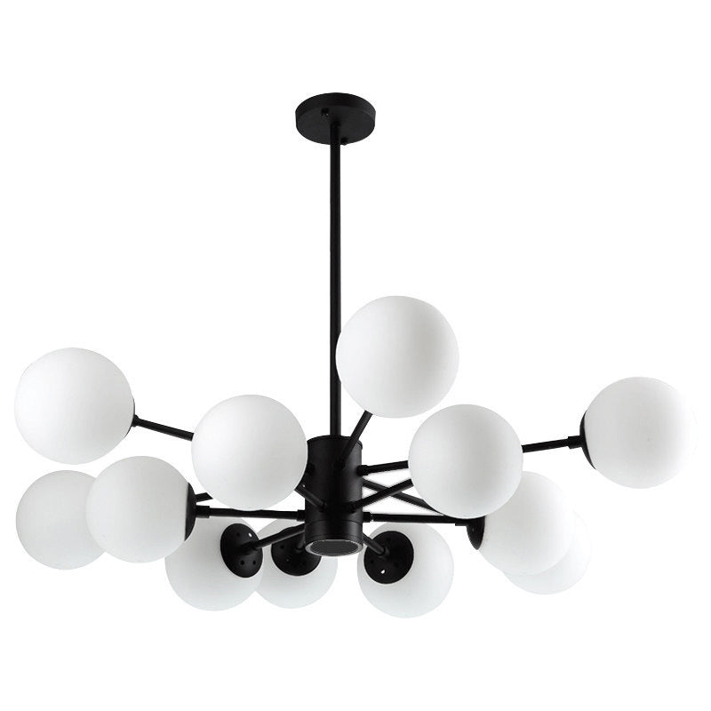 Modern Simplicity Round Ceiling Chandelier Milk Glass Hanging Light for Living Room