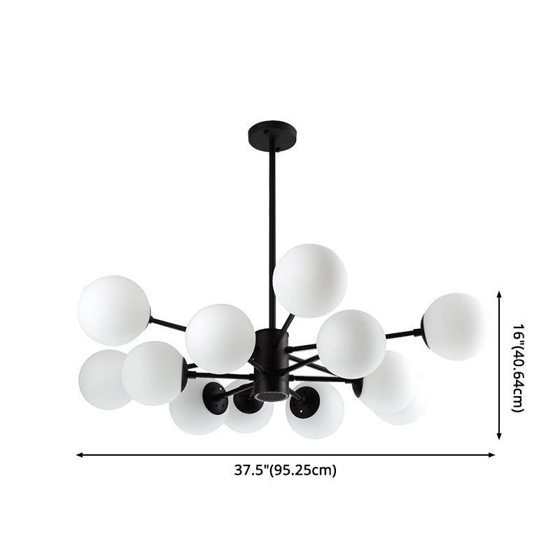 Modern Simplicity Round Ceiling Chandelier Milk Glass Hanging Light for Living Room