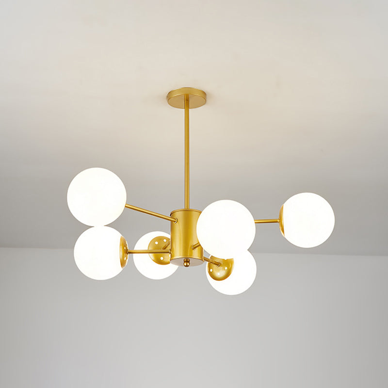 Modern Simplicity Round Ceiling Chandelier Milk Glass Hanging Light for Living Room