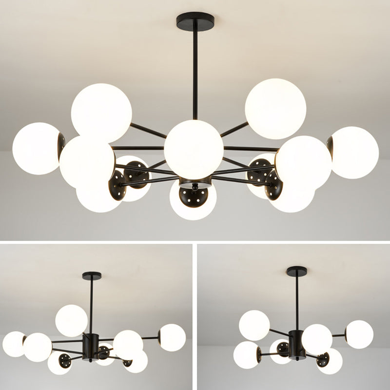 Modern Simplicity Round Ceiling Chandelier Milk Glass Hanging Light for Living Room