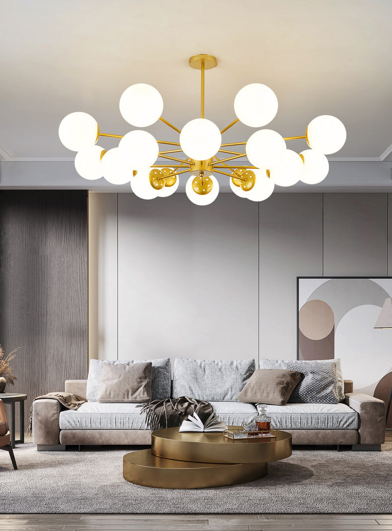 Modern Simplicity Round Ceiling Chandelier Milk Glass Hanging Light for Living Room
