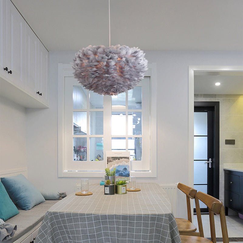 Lámpara de lámpara esférica lámpara moderna simplicidad de plumas de tono colgante para restaurante para restaurante
