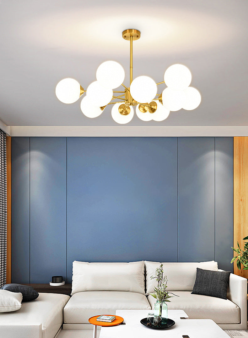 Modern Simplicity Round Ceiling Chandelier Milk Glass Hanging Light for Living Room