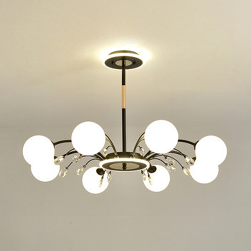 Modern Simplicity Round Ceiling Chandelier Milk Glass Hanging Light for Living Room