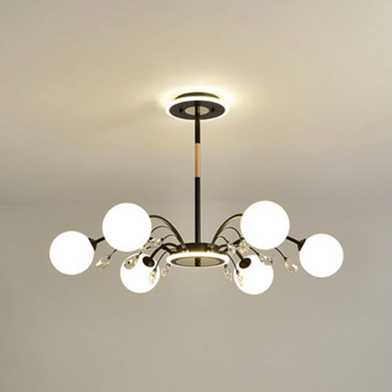 Modern Simplicity Round Ceiling Chandelier Milk Glass Hanging Light for Living Room