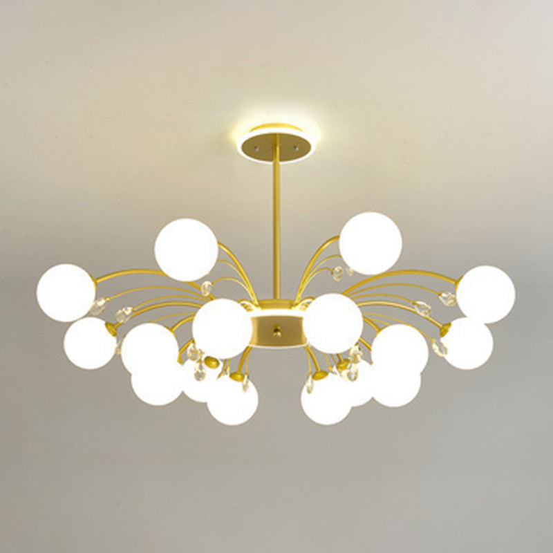 Modern Simplicity Round Ceiling Chandelier Milk Glass Hanging Light for Living Room