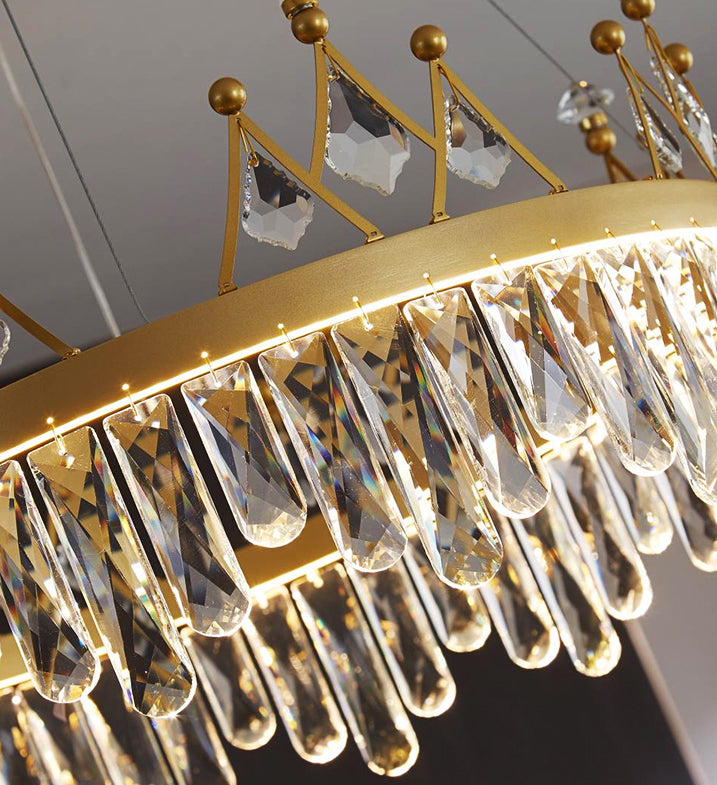 Contemporary Crown Chandelier Lights Crystal Pendant Ceiling Lights for Living Room