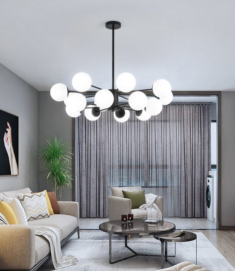 Candelera de globo contemporánea Luz de colgante de vidrio liviano Luz de colgante de vidrio para sala de estar