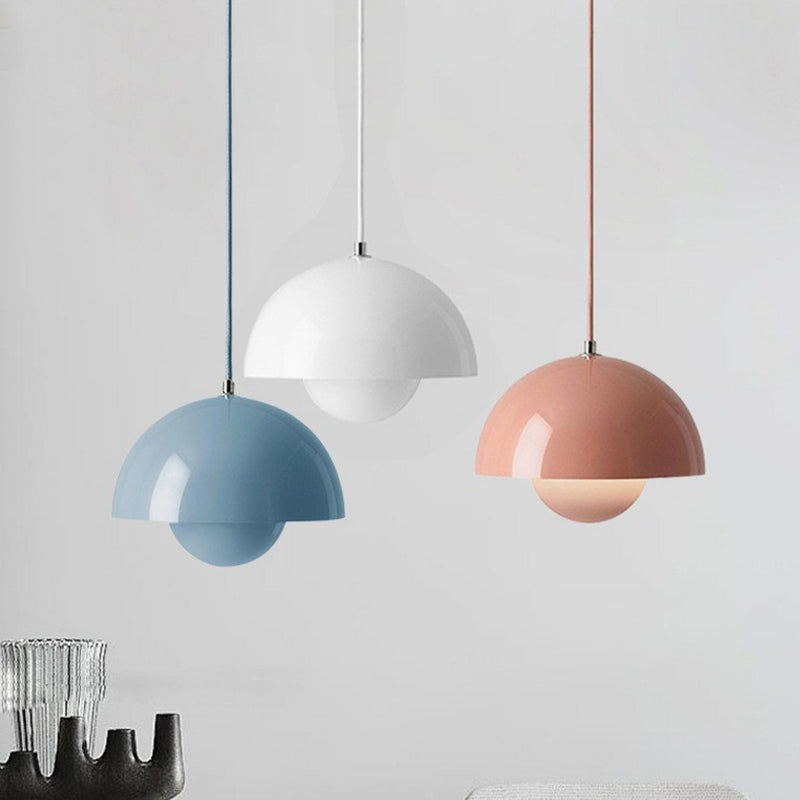 1 Light Metal Pendant Lighting Fixtures Modern Dome Dining Room Hanging Pendant Lights