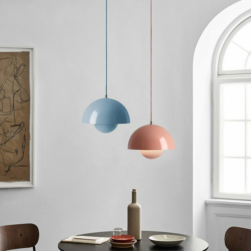 1 Light Metal Pendant Lighting Fixtures Modern Dome Dining Room Hanging Pendant Lights