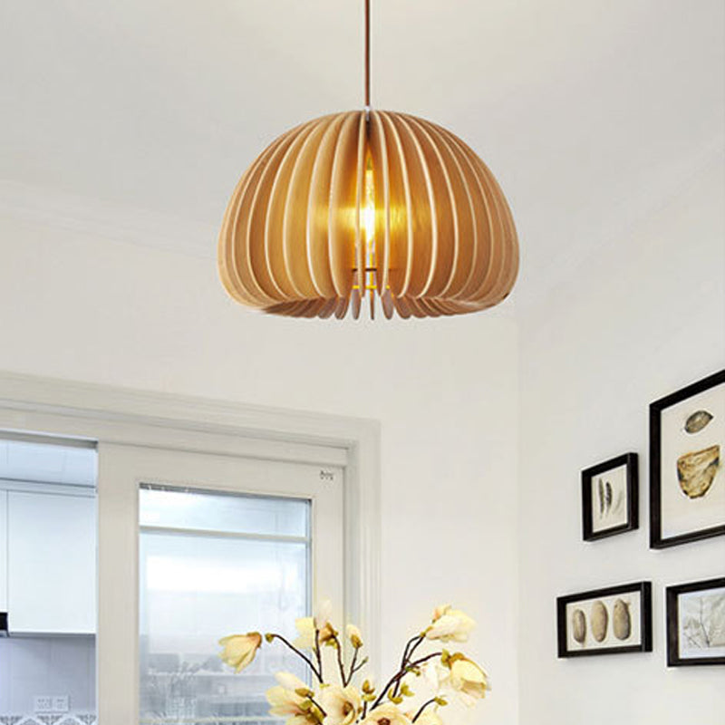 1 Light Pumpkin Hanging Ceiling Lights Creative Modern Wood Pendant for Clothing Store