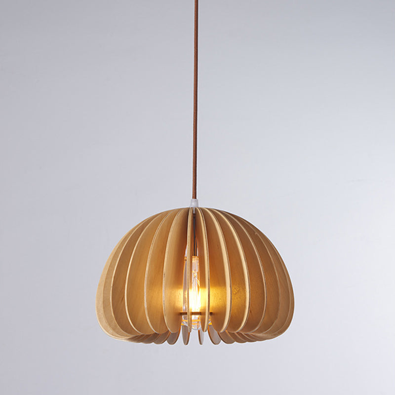 1 Light Pumpkin Hanging Ceiling Lights Creative Modern Wood Pendant for Clothing Store