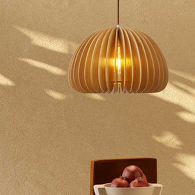 1 Light Pumpkin Hanging Ceiling Lights Creative Modern Wood Pendant for Clothing Store
