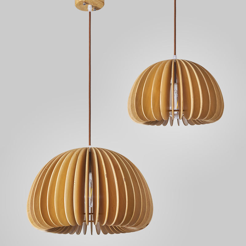 1 Light Pumpkin Hanging Ceiling Lights Creative Modern Wood Pendant for Clothing Store