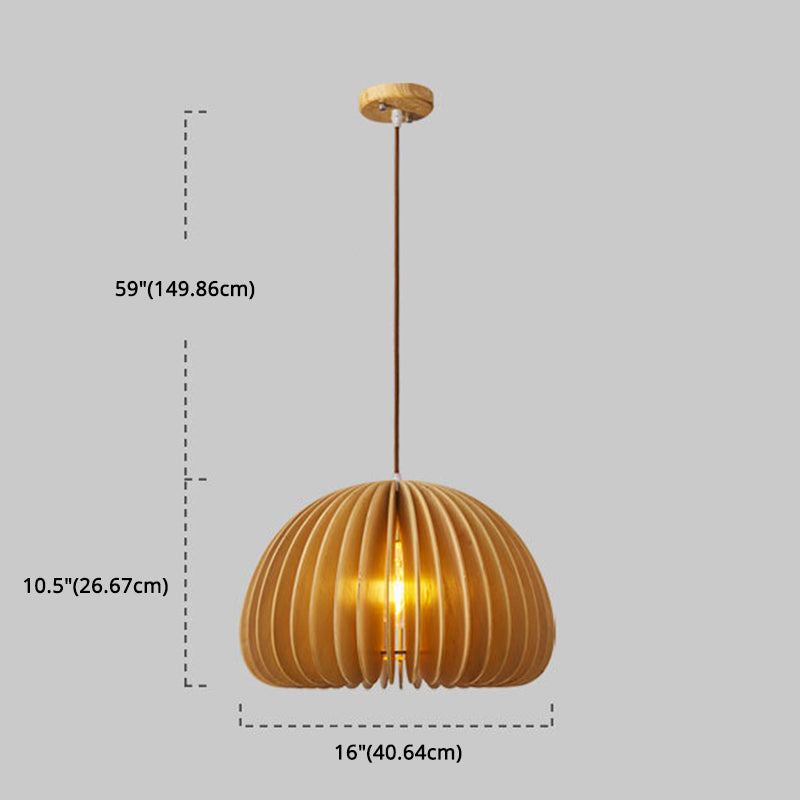 1 Light Pumpkin Hanging Ceiling Lights Creative Modern Wood Pendant for Clothing Store