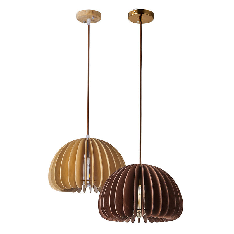1 Light Pumpkin Hanging Ceiling Lights Creative Modern Wood Pendant for Clothing Store