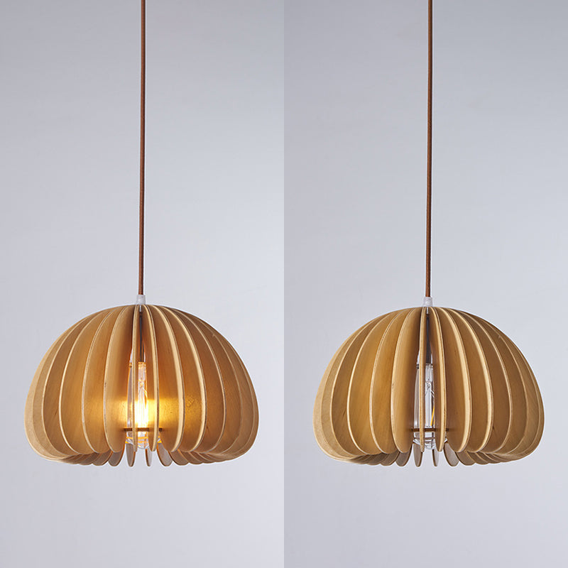 1 Light Pumpkin Hanging Ceiling Lights Creative Modern Wood Pendant for Clothing Store