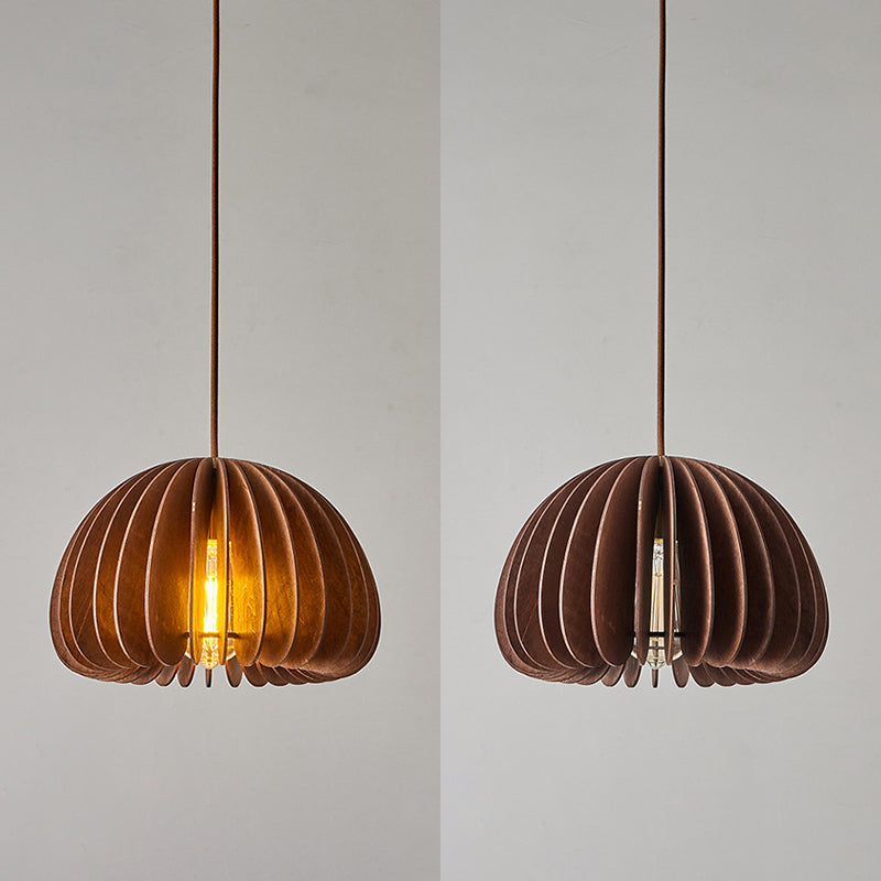 1 Light Pumpkin Hanging Ceiling Lights Creative Modern Wood Pendant for Clothing Store