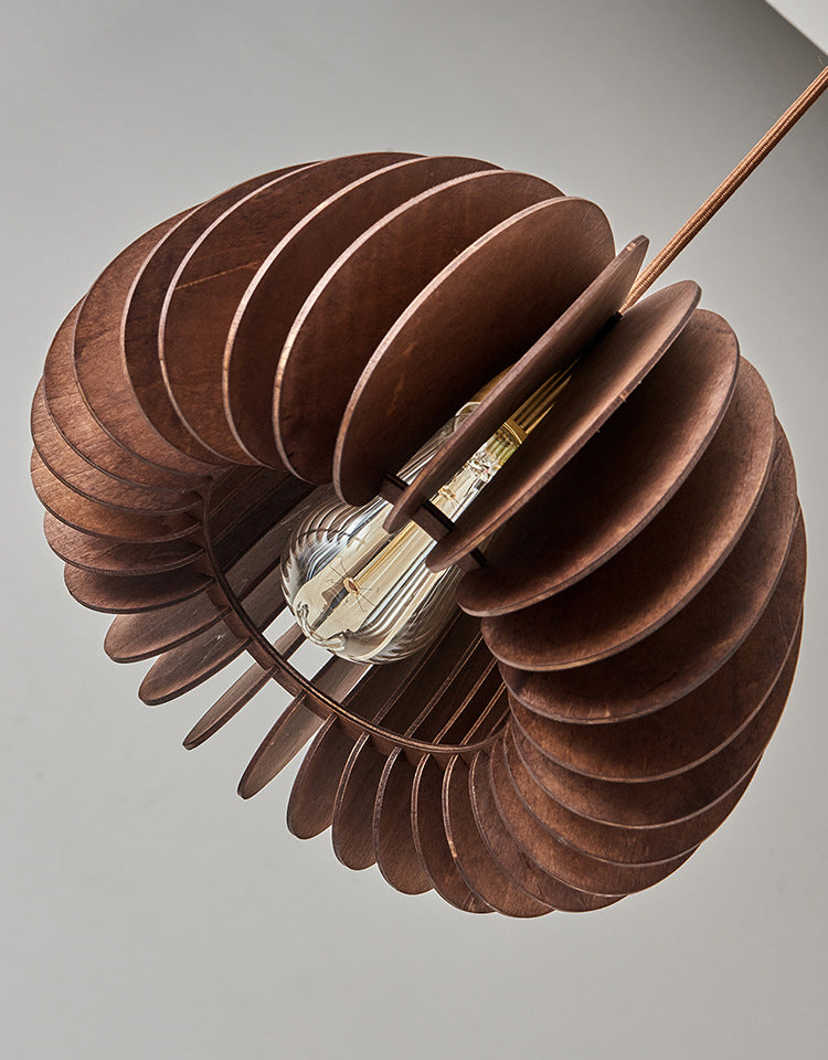 1 Light Pumpkin Hanging Ceiling Lights Creative Modern Wood Pendant for Clothing Store