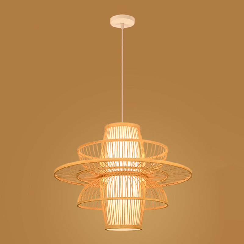 Chinesische Lotus -Anhänger Beleuchtungskörper Rattan Hanges Licht mit hängenden Kabel für das Restaurant