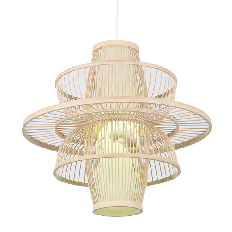 Chinese Lotus Pendant Lighting Fixtures Rattan Hanging Light with Hanging Cord for Restaurant