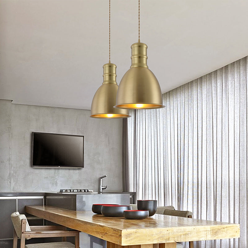 Minimalistische hangende hanglamp messing messing gearceerde hangerverlichting met metalen schaduw