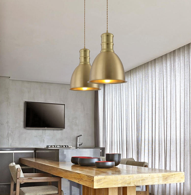 Minimalistische hangende hanglamp messing messing gearceerde hangerverlichting met metalen schaduw