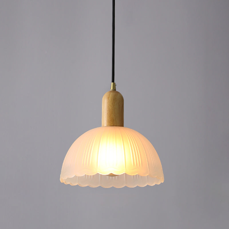 Witte koepelvormige hanglamp plafondlicht minimalistische stijl houten hanglamp lamp