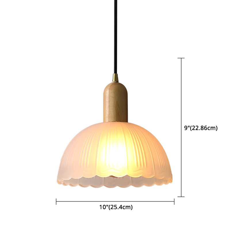 Witte koepelvormige hanglamp plafondlicht minimalistische stijl houten hanglamp lamp