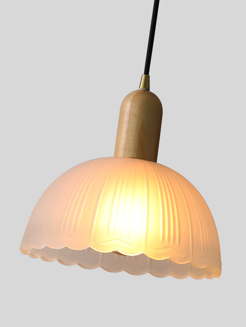 Witte koepelvormige hanglamp plafondlicht minimalistische stijl houten hanglamp lamp