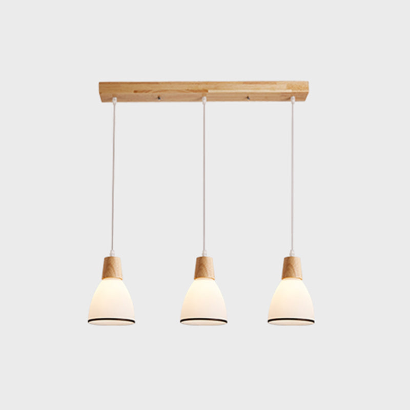 Kegelvormige eetkamer hanglampje lichtkit houten moderne stijl hangend plafondlicht in wit