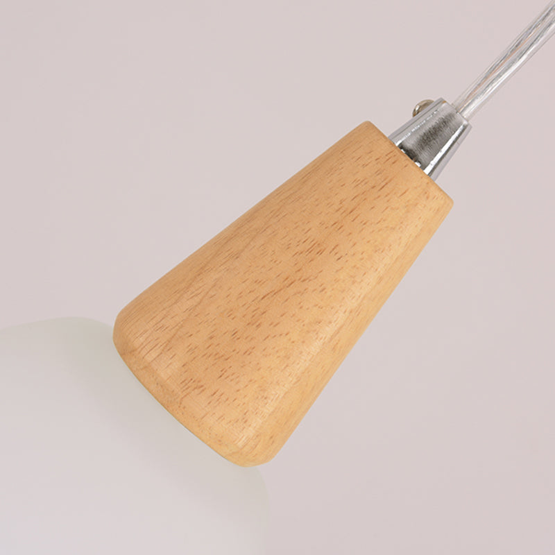 Kegelvormige eetkamer hanglampje lichtkit houten moderne stijl hangend plafondlicht in wit