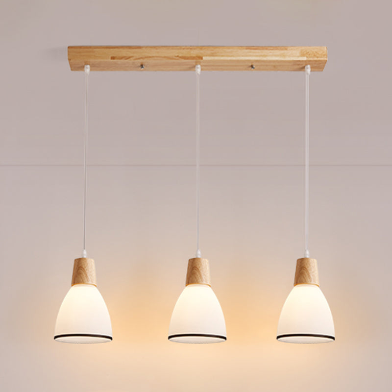 Kegelvormige eetkamer hanglampje lichtkit houten moderne stijl hangend plafondlicht in wit