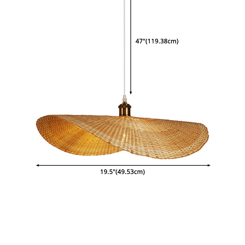 Shaded Pendant Lighting Fixture Asia-Style Bamboo Beige Suspension Pendant Light