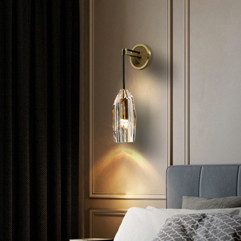 Crystal Gold LED Wall Lamp in Modern Luxury Style Copper Hanging Wall Sconce for Interior Spaces