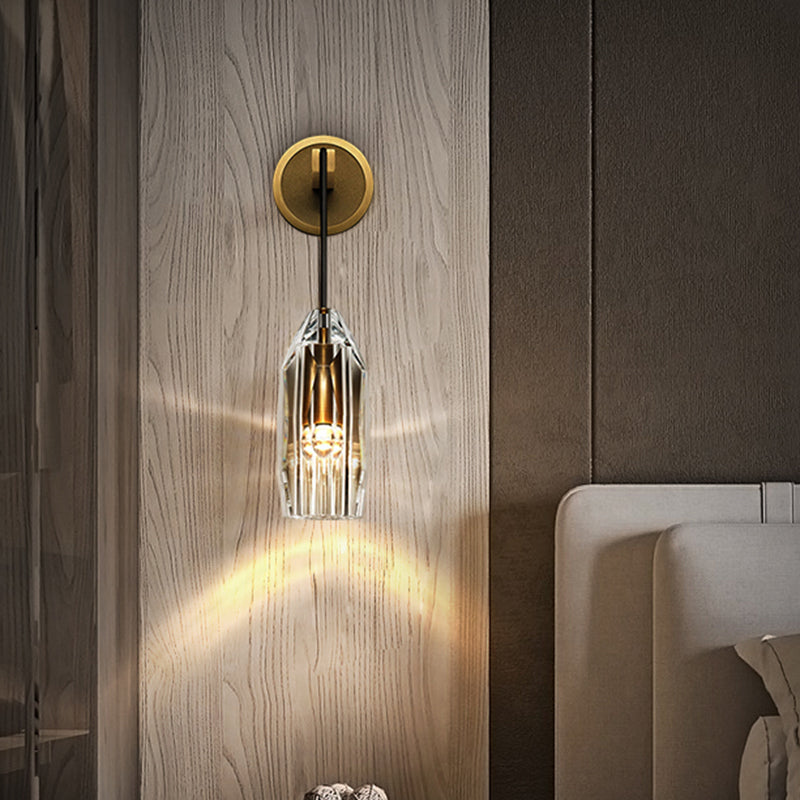 Crystal Gold LED Wall Lamp in Modern Luxury Style Copper Hanging Wall Sconce for Interior Spaces