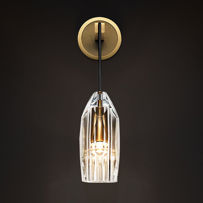 Crystal Gold LED Wall Lamp in Modern Luxury Style Copper Hanging Wall Sconce for Interior Spaces